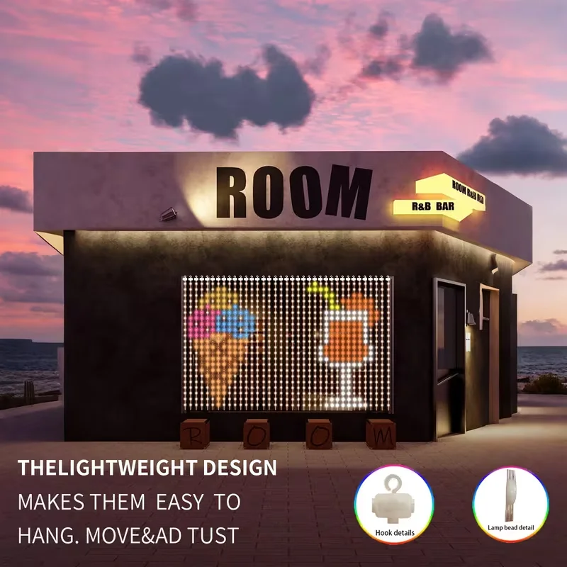 ستارة LED للديكور RGB أضواء ذكية تطبيق سلسلة أضواء خرافية يتم التحكم فيها بنفسك نمط ونص قابل للبرمجة مزامنة الموسيقى Reote