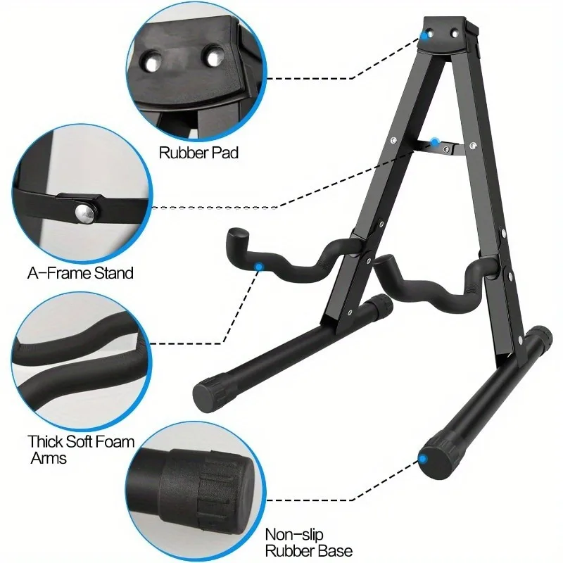 

Guitar Stand Folding A Frame Floor Universal ABS for Acoustic Classical Electric Bass Guitars Banjo Ukulele Portable