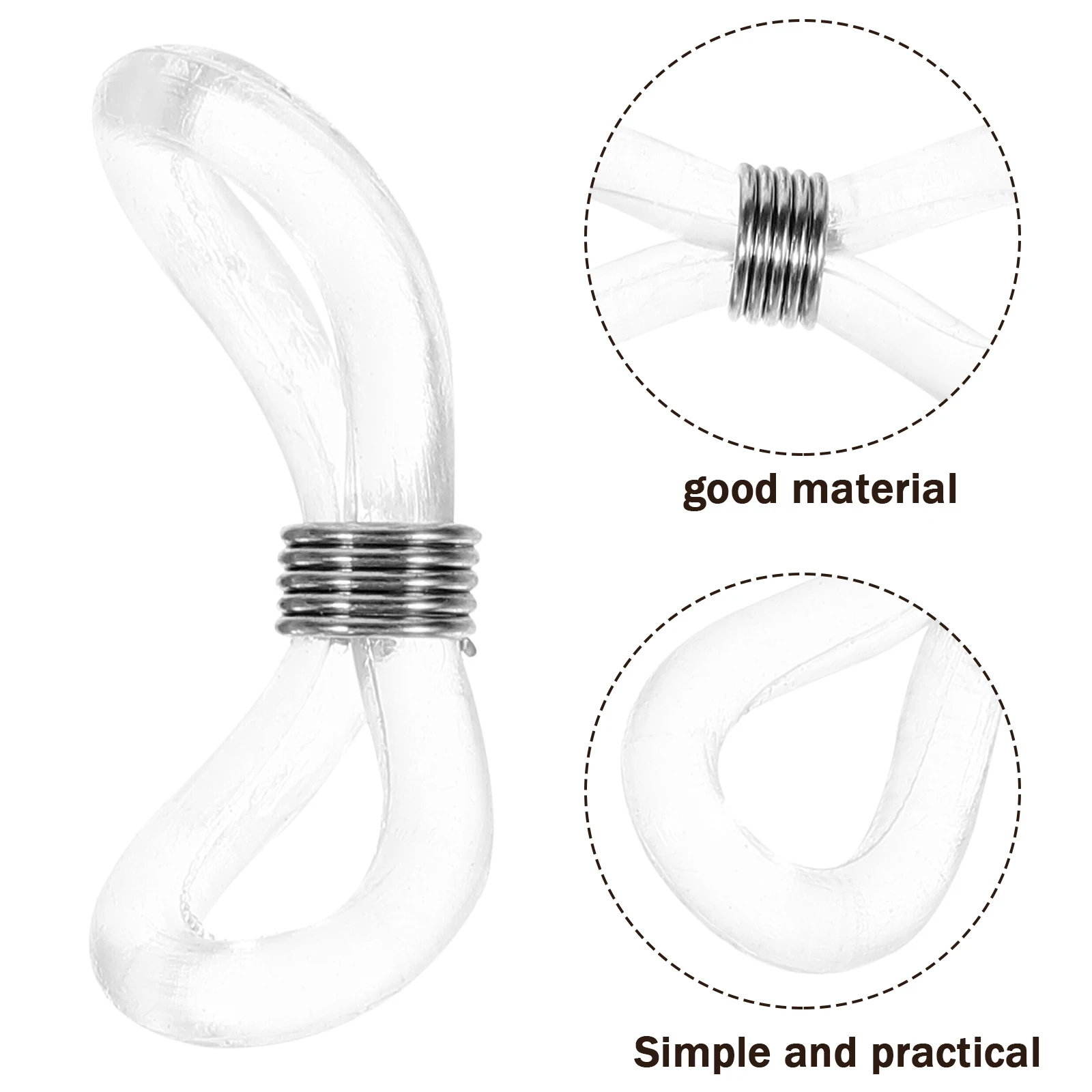 

25pcs Eyeglass Chain Ends Rubber Durable Soft Metal Adjustable Coils For Glasses Holders Anti Slip Straps Cord Ends Elastic