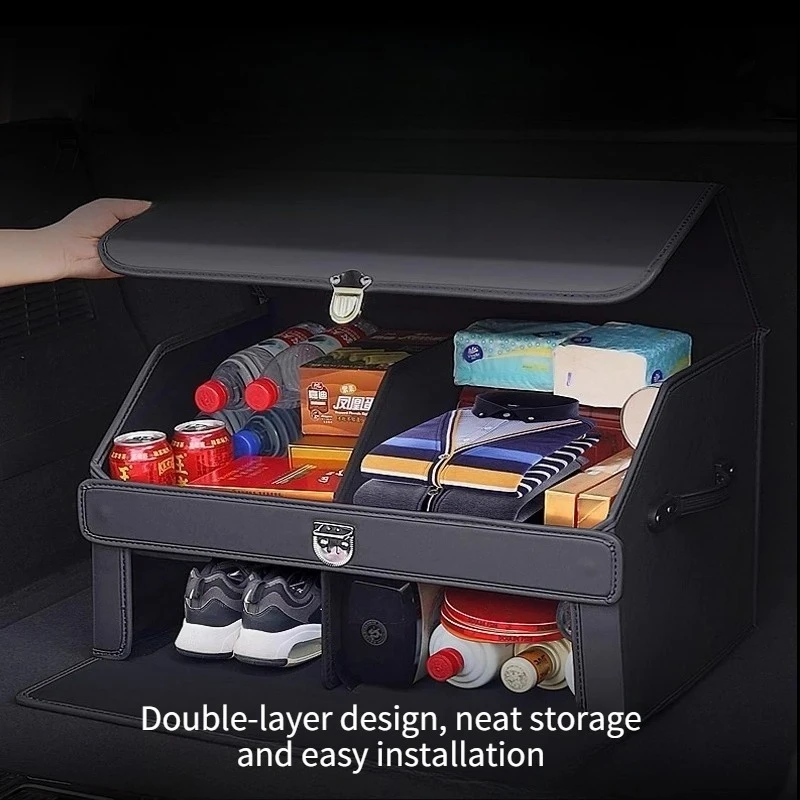 

For Voyah Free+ Car Trunk Storage Box Leather Stowing Tidying Foldable Rear Tail Box Organizer Container Car Interior Storage