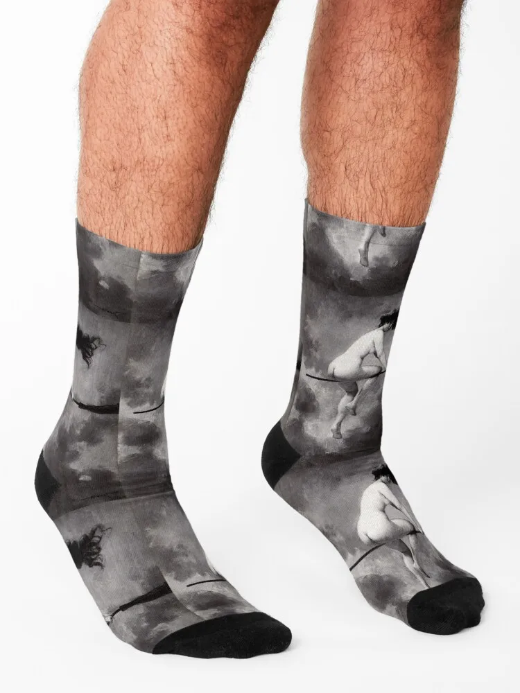 Witch On Broom witch Albert Joseph Penot Socks Stockings moving stockings sport hiking Boy Socks Women's