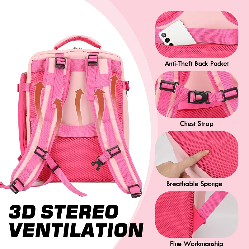 Zaino da viaggio da donna Borsa a tracolla da lavoro per aereo USB per laptop da 17 pollici Borsa da viaggio per studenti in nylon Vendita calda