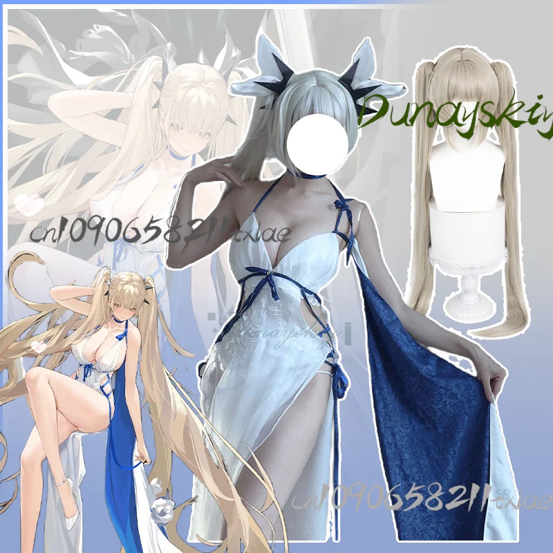HMS Formidable Cosplay disfraz vestido de novia juego Azurr Lane doble cola de caballo peluca ropa Sexy trajes de juego de rol para Halloween