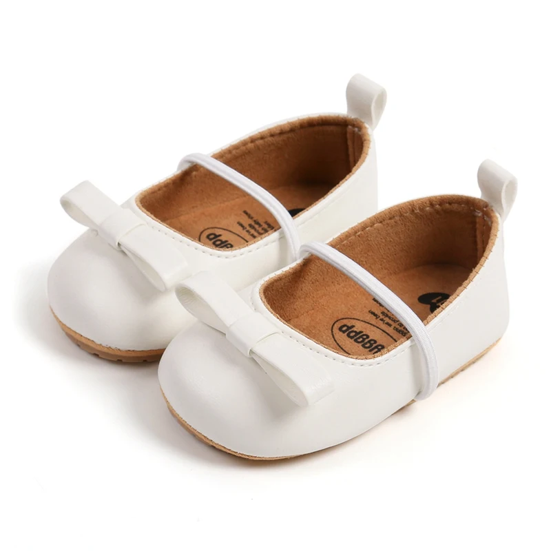 Baby Girls First Walker Princess Shoes Wedding Dress PU Leather Crib Shoes Toddler Walking Flat Shoes Soft Sole