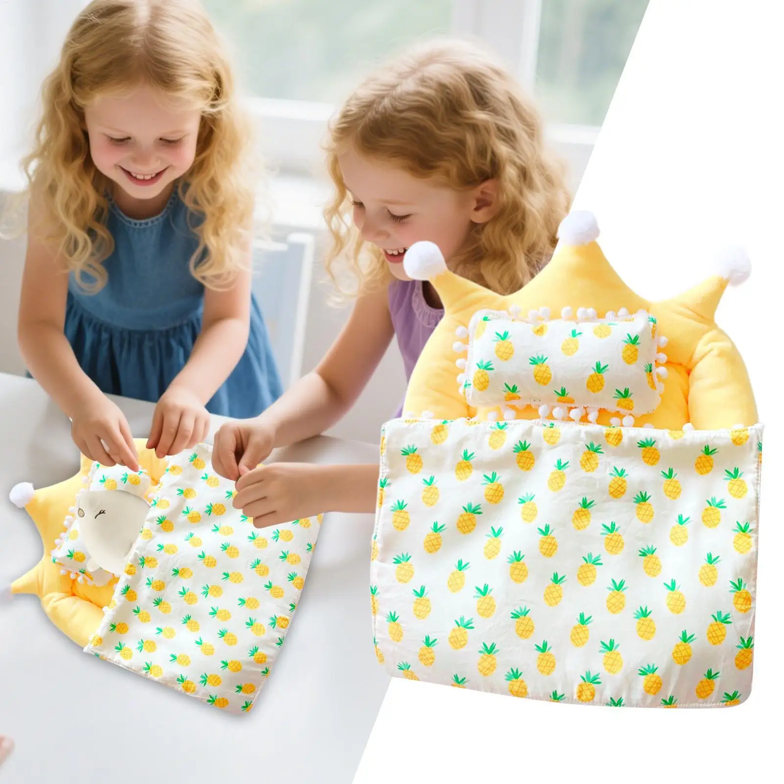 Set biancheria da letto per bambole Coperta Cuscini Accessori Set da gioco per letto Gioco di ruolo Mobili decorativi Giocattolo per bambini Ragazzi Ragazze Collezionisti