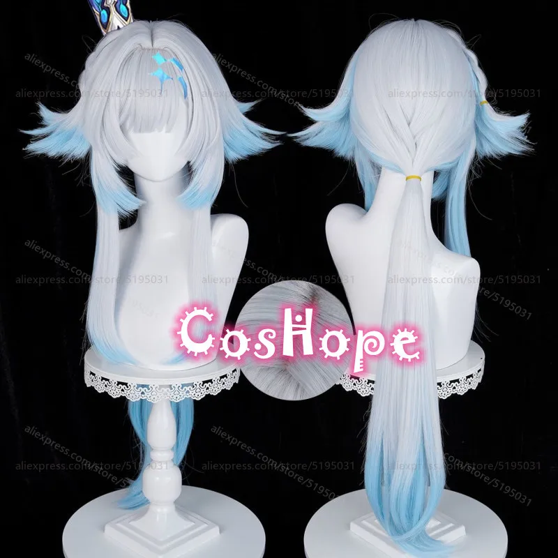 

HSR Cerydra Cosplay Wig 90cm Long Silver White Blue Mixed Wig Cosplay Anime Heat Resistant Synthetic Wig for Halloween Costume