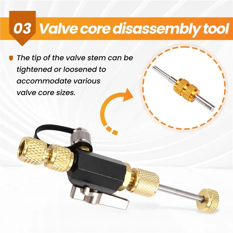 أداة إزالة الصمام الأساسية BAAG-HVAC، 1/4 بوصة تتضمن المفتاح الأساسي للصمام، وأدوات HVAC