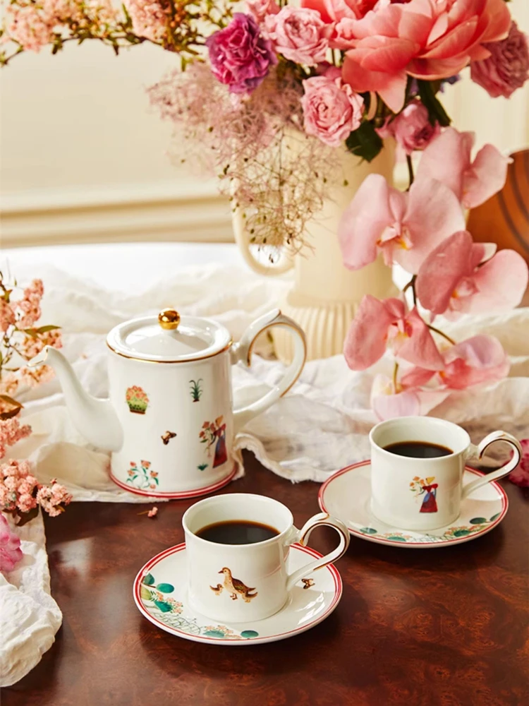 

European Palace Bone China Coffee Cups and Saucers Set, Creative Wedding Gifts, Ceramic Tea Cup, Home Decor Accessories