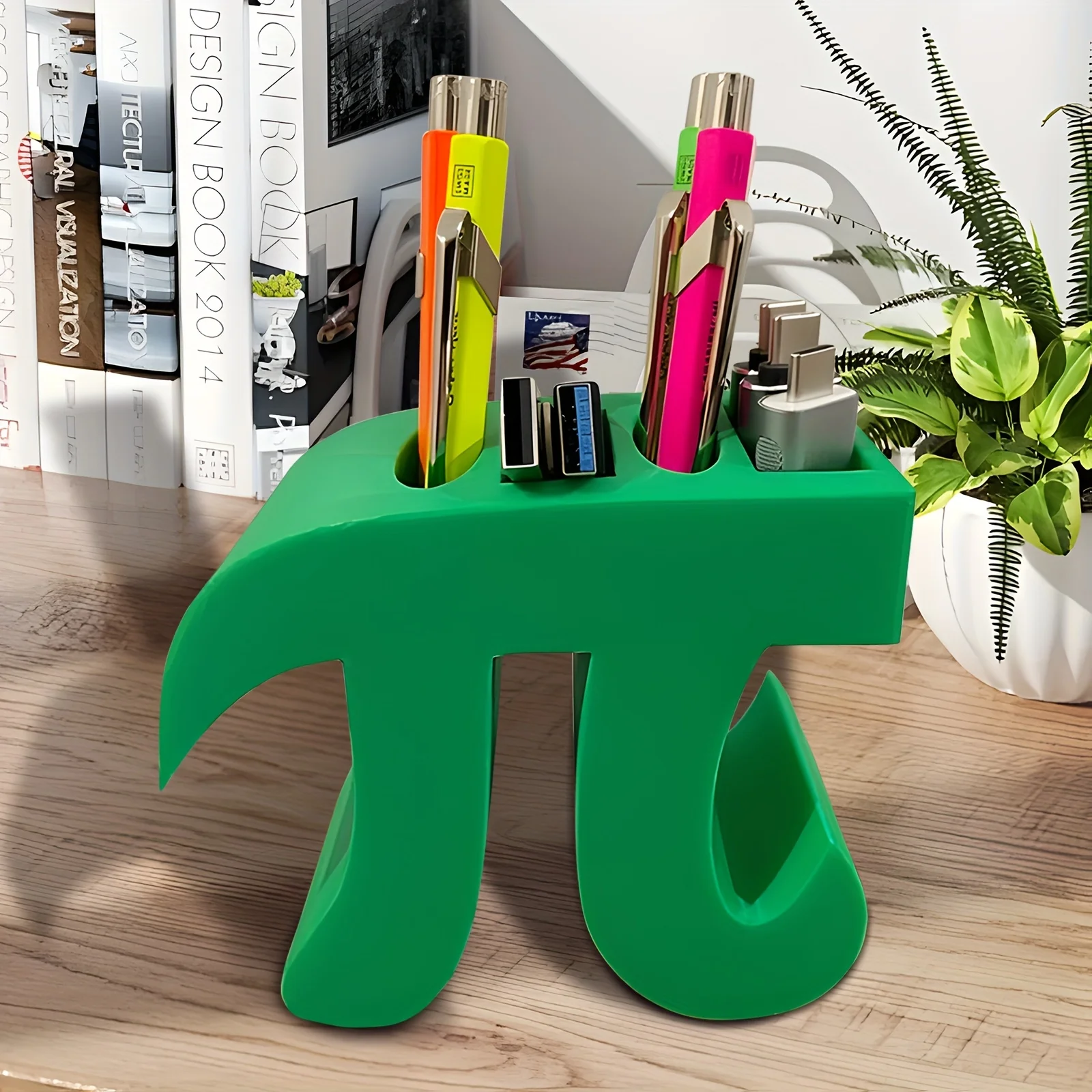 An Interesting Digital Π Desktop Decoration Piece, a Digital Π Pen Holder Suitable for Home Office Desktop Storage