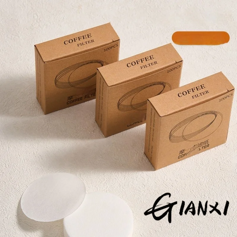 GIANXI-Olla Moka portátil con mango de filtro redondo, tazón para café en polvo, separación especial de residuos, papel de filtro de grado alimenticio