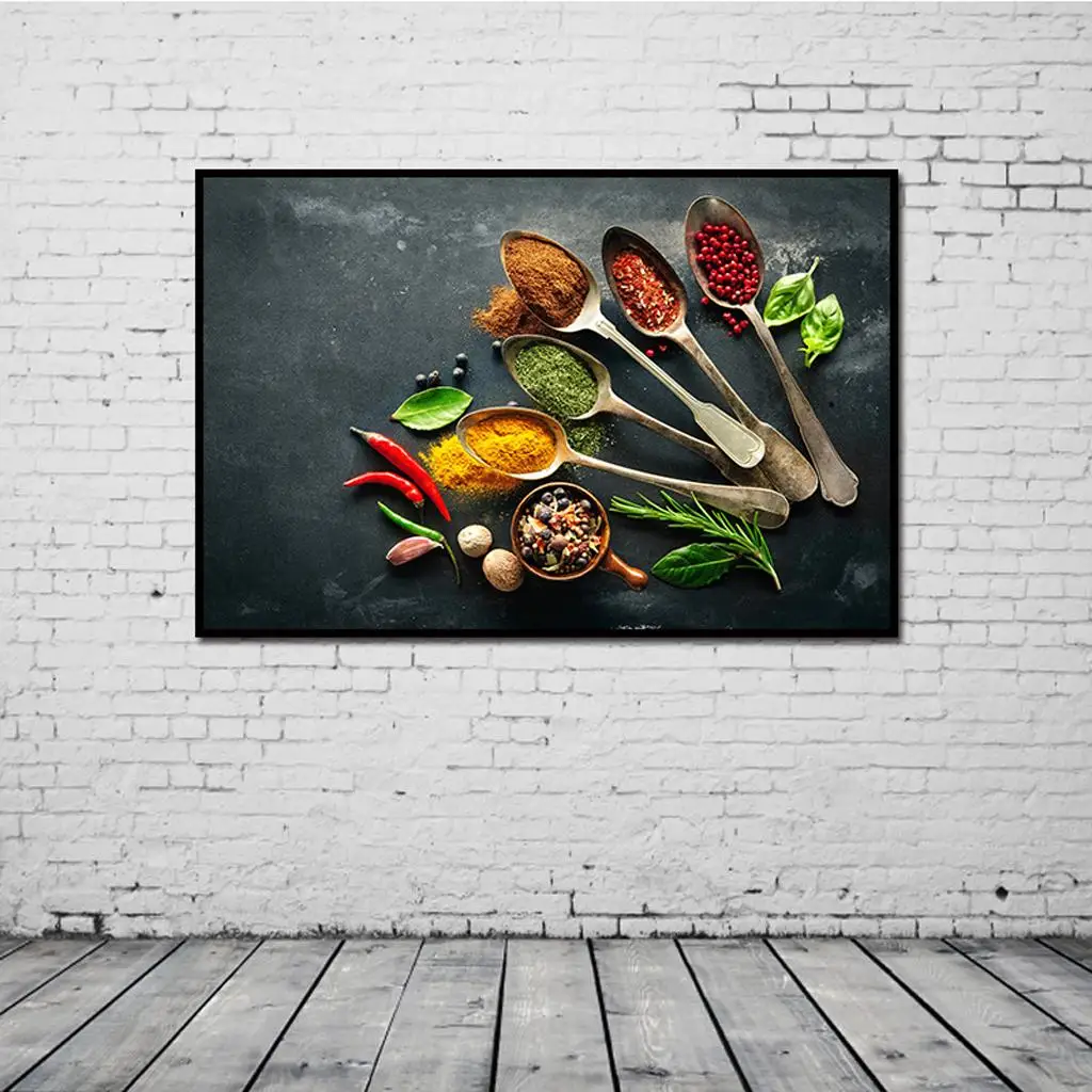 Spices, Chillies Canvas Painting for Kitchen Restaurant Decor Gift