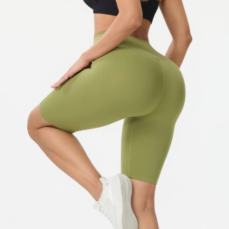 High-Waisted Buttock Lifting Yoga Shorts Summer Seamless Yoga Legging Shorts Outer Wear Tight Cycling Athletic Gym Shorts