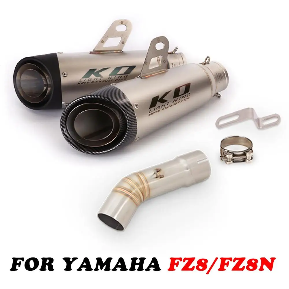 

51MM Exhaust Pipe For Yamaha FZ8 FZ8N Motorcycle Muffler Mid Link Pipe Escape Connect Tube Slip On Stainless Steel No DB Killer