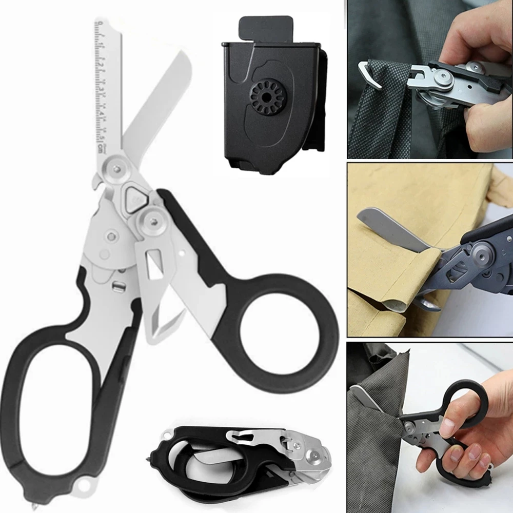 Raptor Emergency Response Shears Multifunctional Outdoor Tools with Glass Breaker Strap Cutter Folding Pliers Safety Hammer