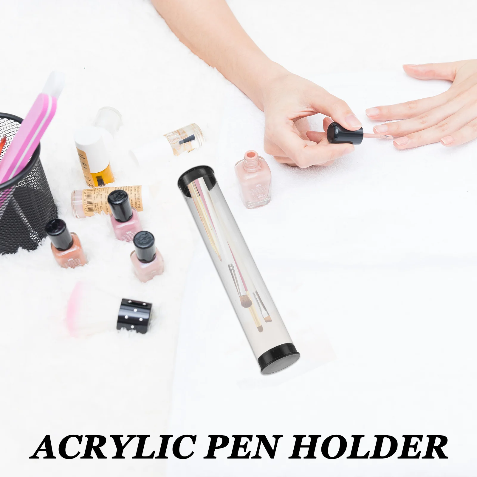 Portapenne per nail art in acrilico Organizzatore portatile trasparente per pennelli per unghie Espositore trasparente Cancelleria per riporre oggetti da tavolo