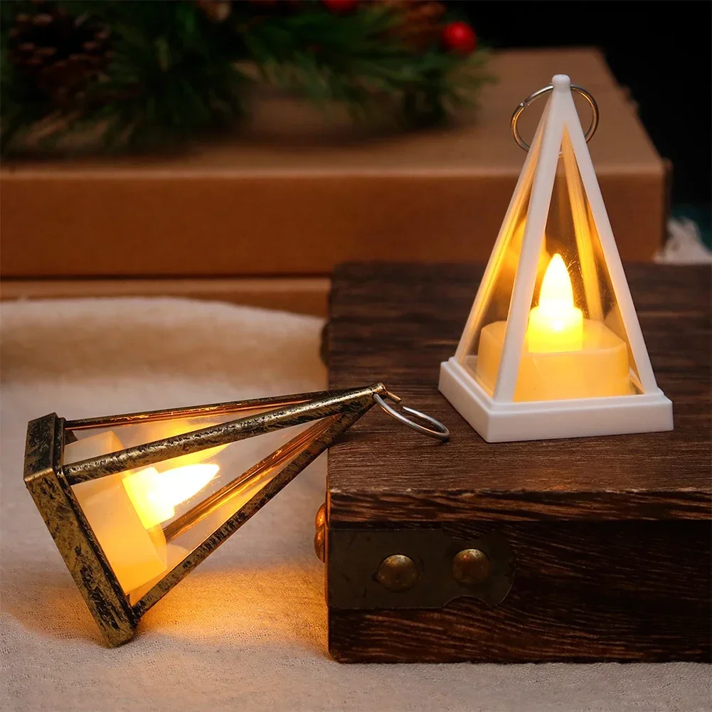 Retro Triangle Electronic Candlelight Outdoor Camping Restaurant Living Room Atmosphere Light Home Room Decoration New Year Gift