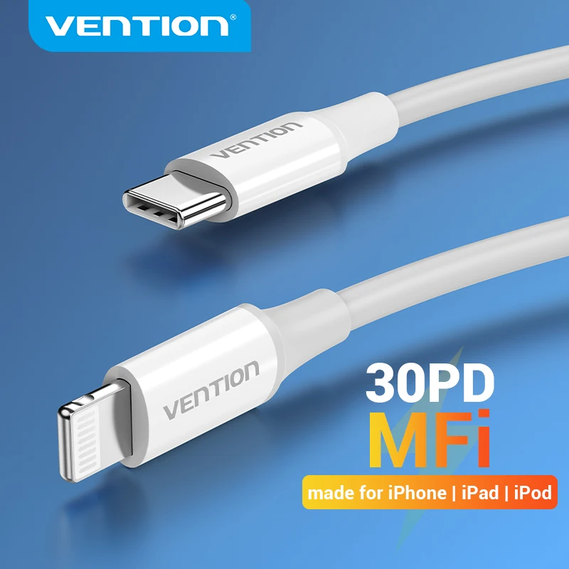 Vention MFi 30W PD USB C to Lightning Cable for iPhone 14 13 12 11 Pro Max MFi Certified Charging Cable for AirPods Pro iPad XS