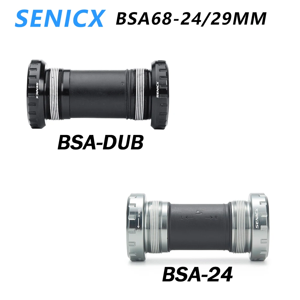 

SENICX BSA 68/73mm Bottom Bracket Road/MTB Bike Threaded BB with Steel/Ceramic Bearings 24mm/28.99mm Axle Durable Sealed