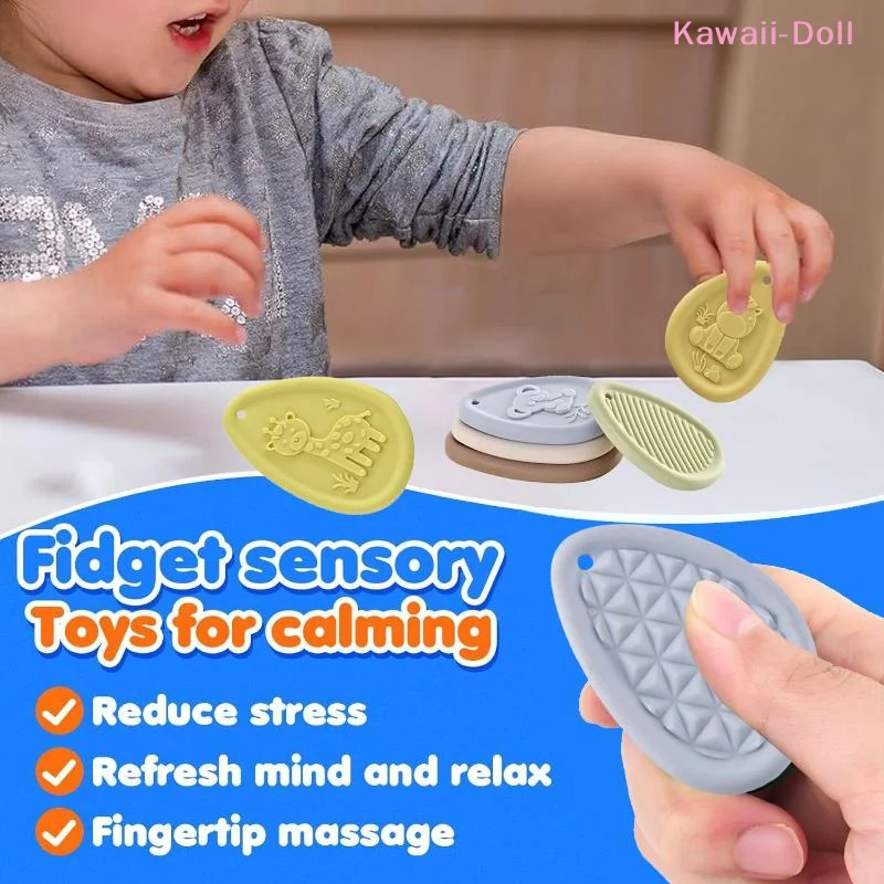 [DO]Fidget Toys Sensory Silicone Stone 6 Pack Textured For Autism Calming Down Fidget Stress Relief Toys Gifts[DO]