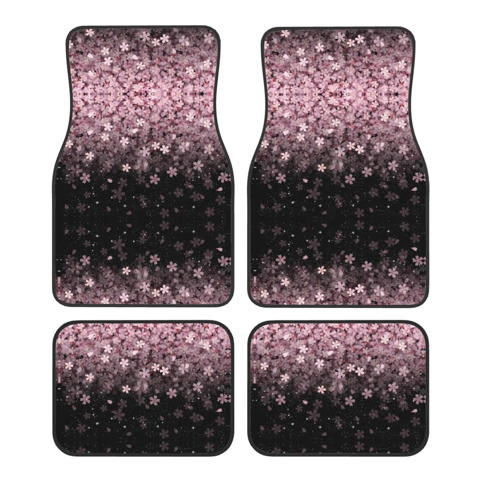 Dreamy Pink Cherry Blossom Car Foot Mat 4-piece Set Suitable for All Car Foot Mat Accessories Crystal Velvet Foot Mat