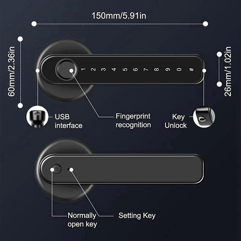 4X Fingerprint Smart Door Lock Door Knob With Keypad Keyless Entry Door Lock With Handle For Home Hotel Office Apartment