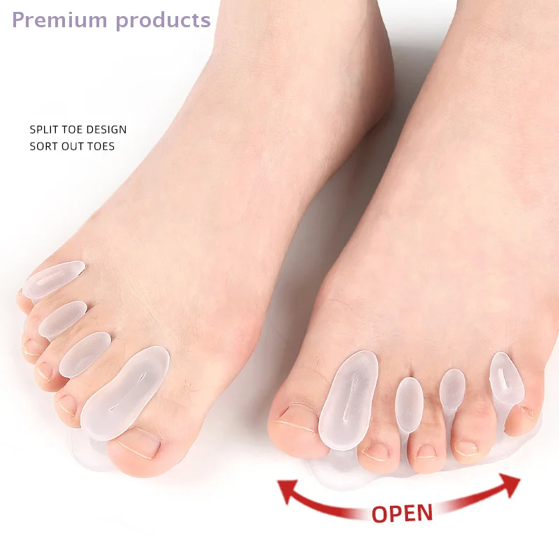 1Pair Toe Protector 4 Fori Per Borsite Correttore Materiale Morbido Gel Raddrizzatore Distanziatori Barelle Sollievo Dal Dolore Del Piede Strumento di Cura