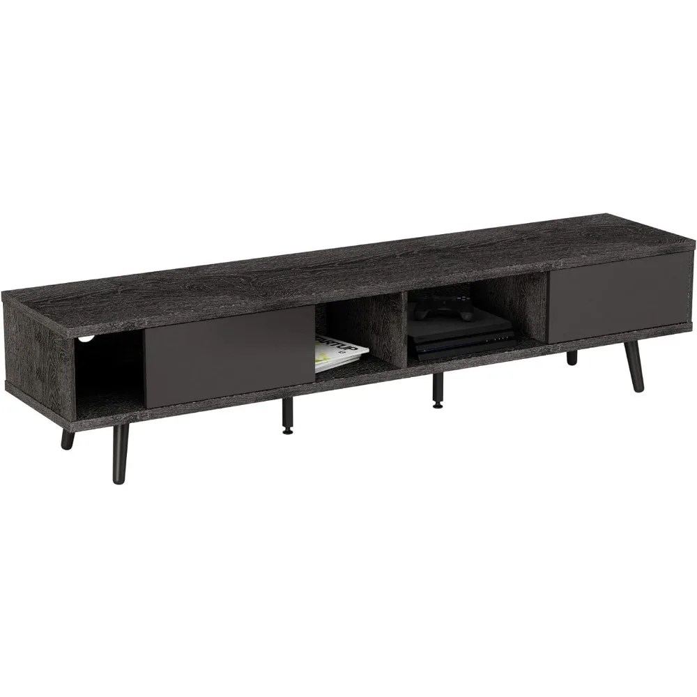 

Bestier 70 inch Mid Century Modern TV Stand for 75 inch TV, Low Profile TV Stand with Storage, Entertainment Center for Living