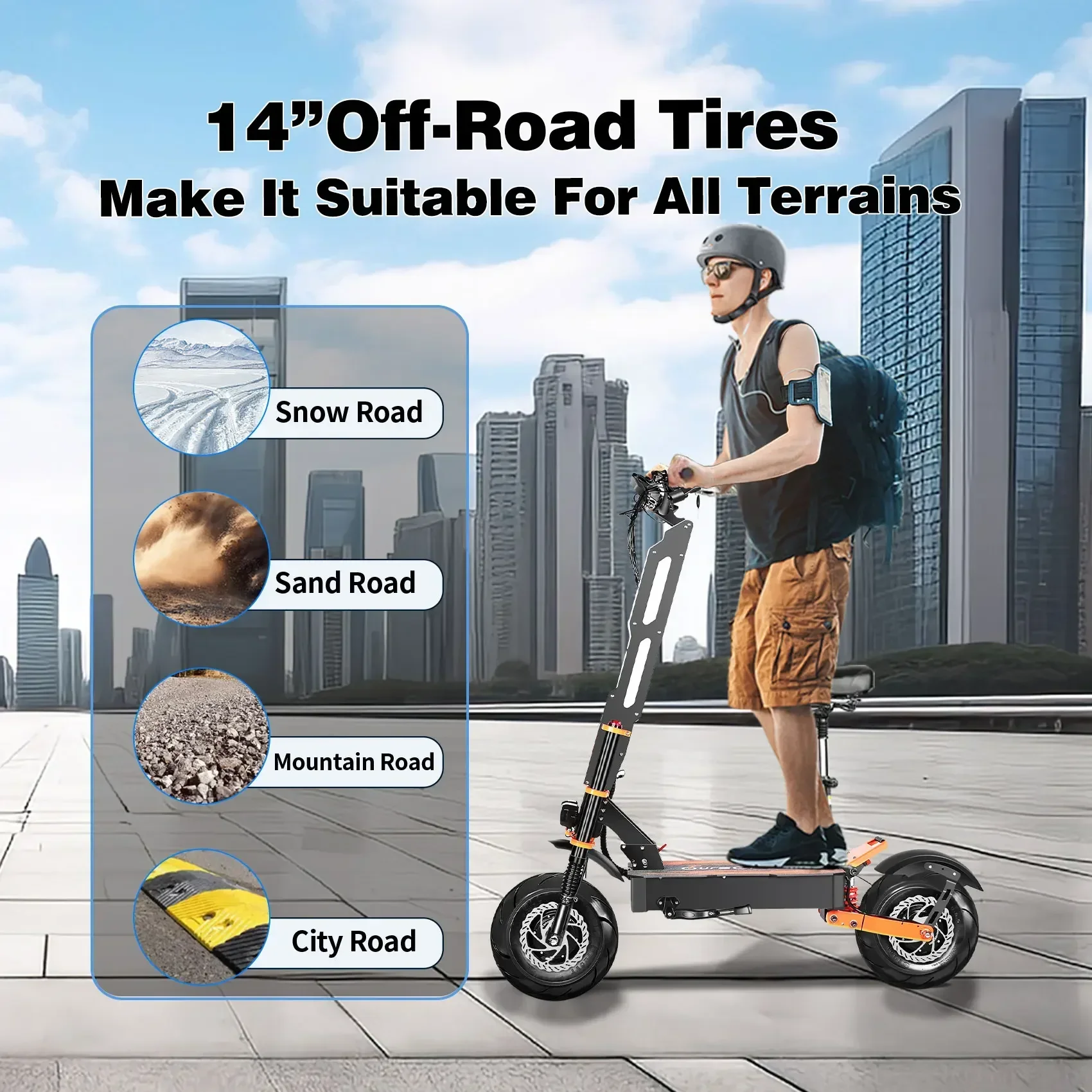 X8 PRO 8000 واط محرك مزدوج 60 فولت سكوتر كهربائي 14 بوصة إطارات كبيرة على الطرق الوعرة السرعة القصوى 95 كم/ساعة شاشة الكريستال السائل للطي Escooter مع مقعد