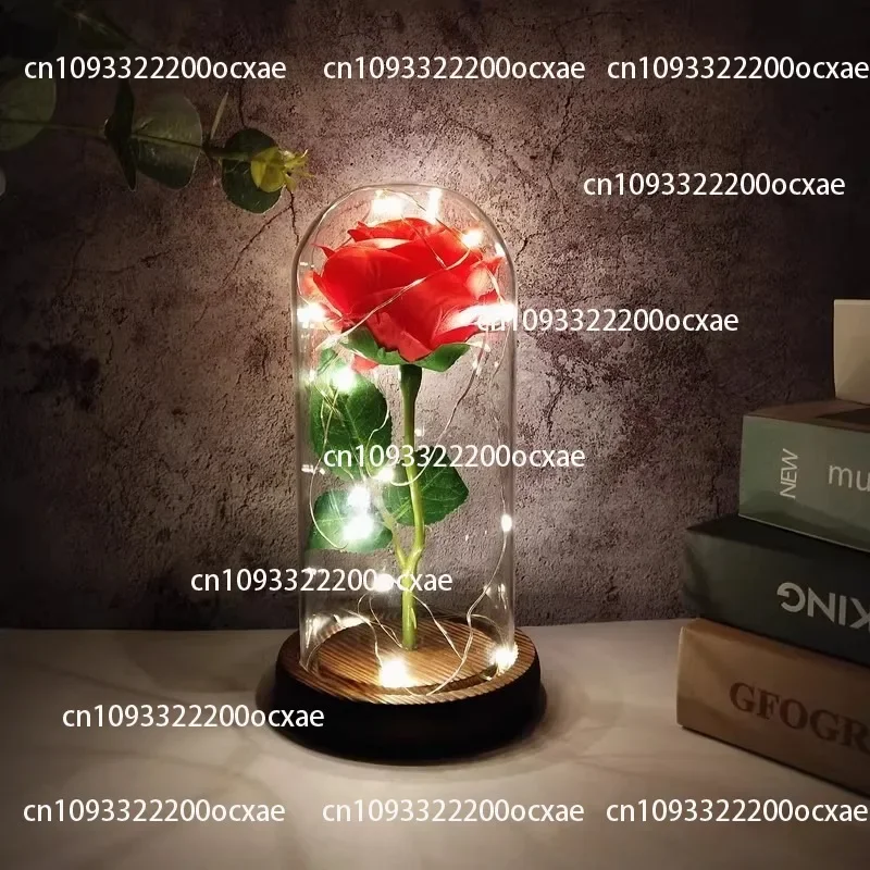Glass Cover Roses, LED Luminous Decorative Ornaments, Table Ornaments