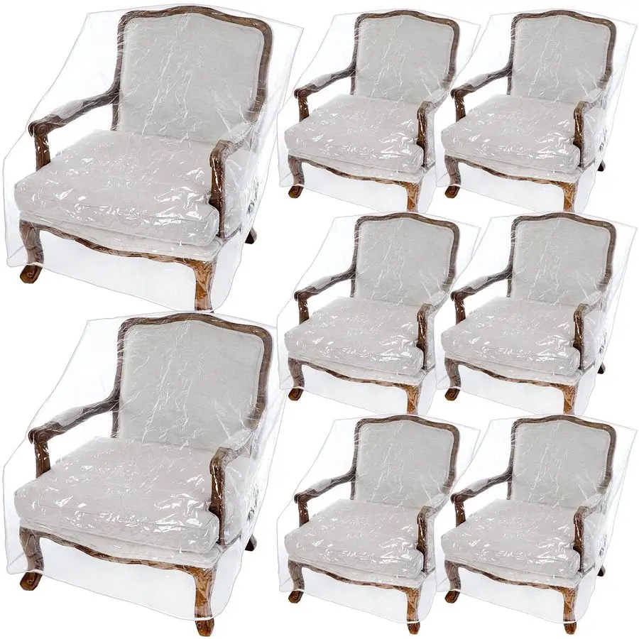 

8 упаковок пластиковых чехлов для садовых стульев, водонепроницаемые, пылезащитные, для уличной мебели, для обеденных стульев и кресел, 34 x 28 x 32 см, ПВХ, усиленные