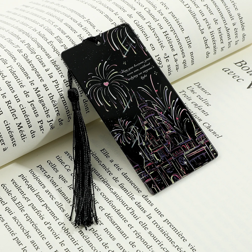 Creative Fireworks Castle Bookmark Personalized Tassel Bookmark Acrylic Bookmark Women's Gift Book Enthusiast Gift