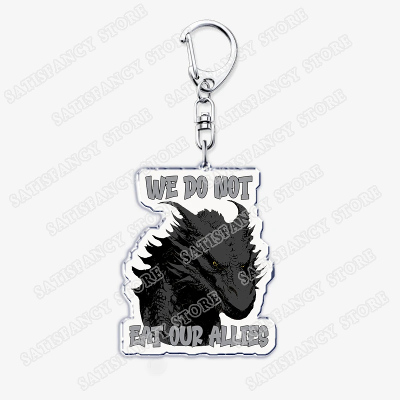 We Do Not Eat Our Allies Keychains for Women Accessories Bag Fourth Wing Iron Flame Dragon Keyrings Jewelry Fans Friends Gifts