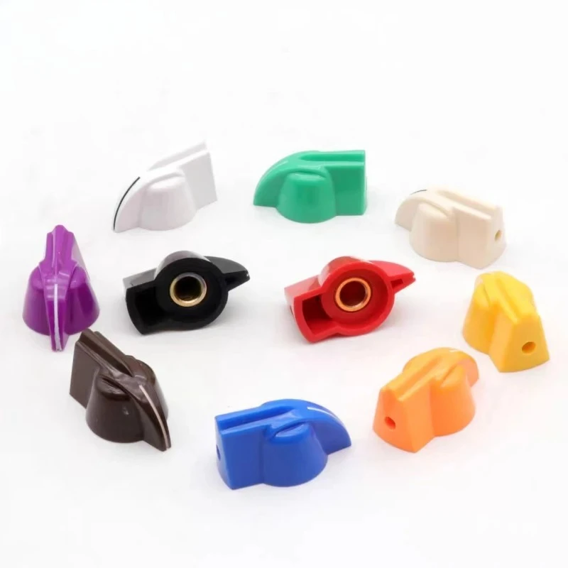 2pcs 6.35mm Chicken Head Connector potentiometer Knob Guitar effect pedal AMPS jazz bass Skirted Plactic Control Knob