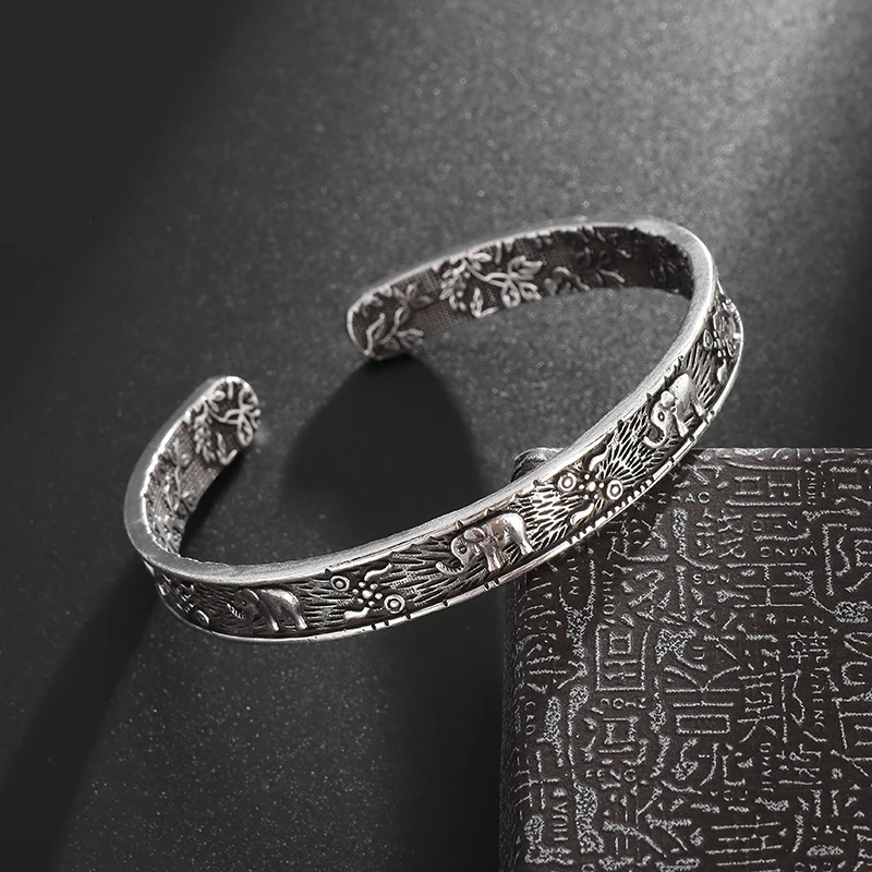 

Retro Men's Bangle Women's Fashion Lucky Forest Elephant Bracelet Jewelry Gift