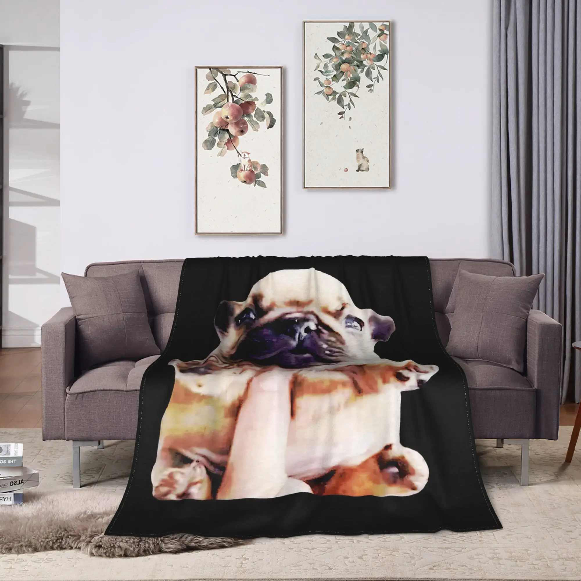 Pibble Meme مضحك الكلب الدماغ غسل بلدي البطن ميمي الفانيلا بطانية لينة الدافئة رمي بطانية للمنزل ديكور المفرش غطاء السرير #2