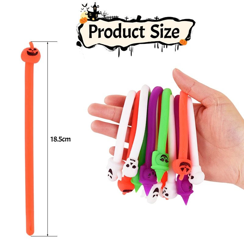 10Pcs Halloween Stretchy Strings Sensory Fidget Toy Kids Trick or Treat Gift Bracelet Goodie Bag Filler Birthday Party Favors