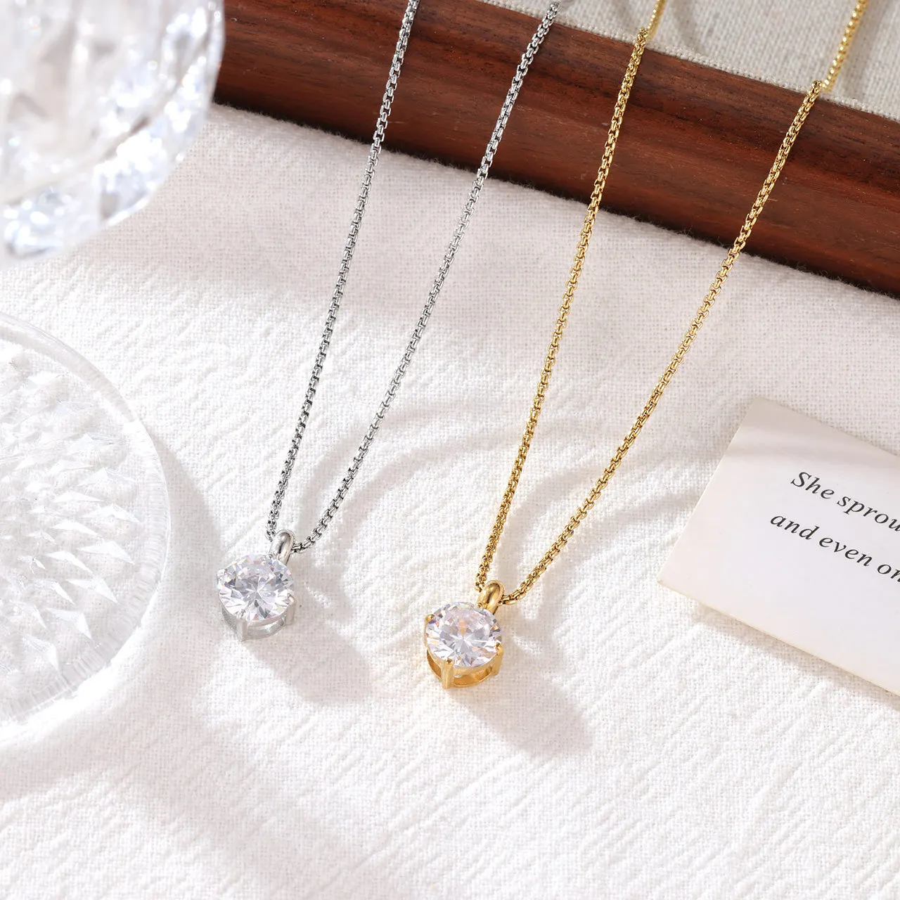 2025 Arrivals Stainless Steel A Zircon Necklace Pendant Golden Chain Chic Fashion Jewelry Recommend Gift