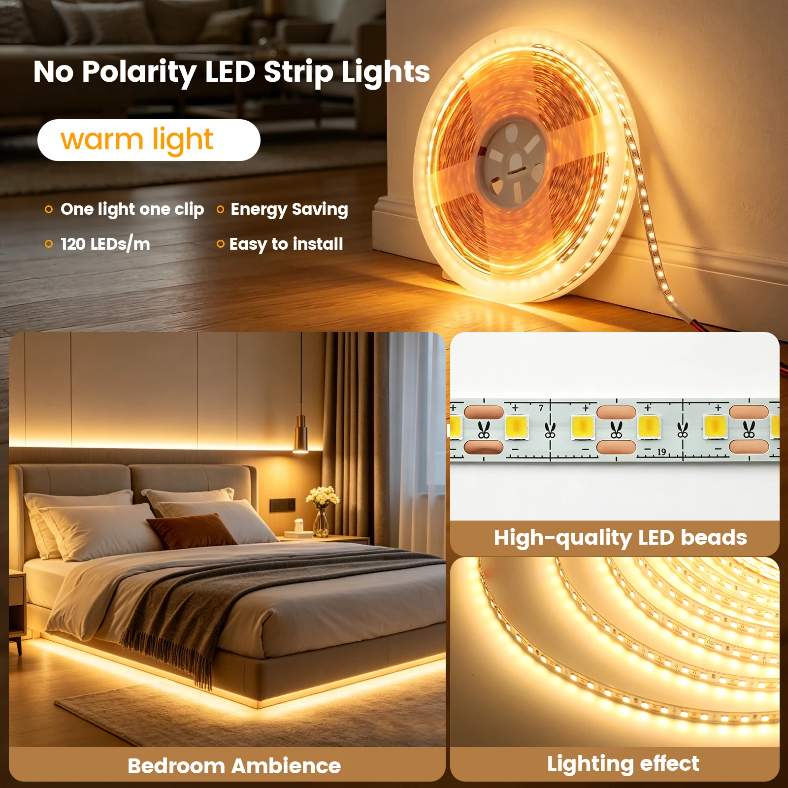 DC 24V 2835 LED Strip Light 8MM PCB Flexible LED Tape 120Leds/m White Warm White Natural White Kitchen Room Decor Ribbon Diode