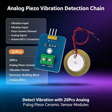 20Pcs Piezoelectric Ceramic Vibration Sensor Module, Analog Output Electronic Block for MCU