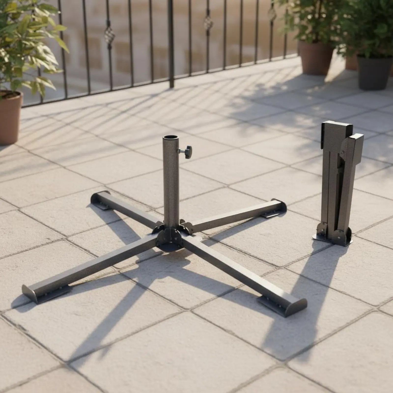 

Four-Leg Sunshade Base Robust Duty Cross Base Umbrella Holder Folding Umbrella Stand Adjustable Fit Outdoor Accessory Waterproof