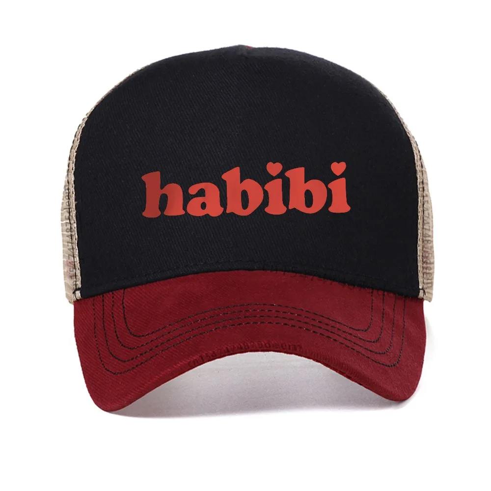 

Funny Habibi Arabic Wedding baseball cap Men Women casual adjustable mesh trucker hat summer Breathable Snapback hats