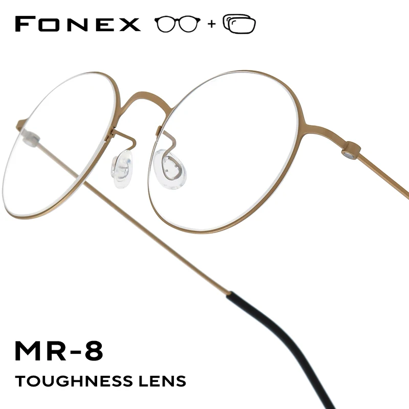 FONEX Progressive Prescription Glasses Photochromic Myopia Optical Lens Eyewear Men Round Custom Eyeglasses Women Titanium Frame