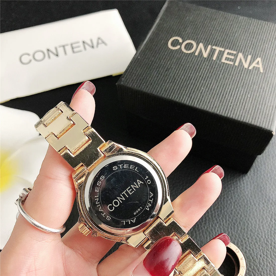 Women Watches Contena Luxury Diamond Women Watches Fashion Stainless Steel Quartz Watch Business Dress Ladies Clock montre femme