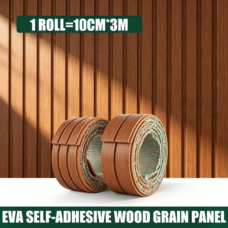 10x300cm Thickened EVA Peel-And-Stick 3D Wood Grain Wall Panels for Living Rooms Bedrooms Kitchens Bathrooms and Other Wall Area