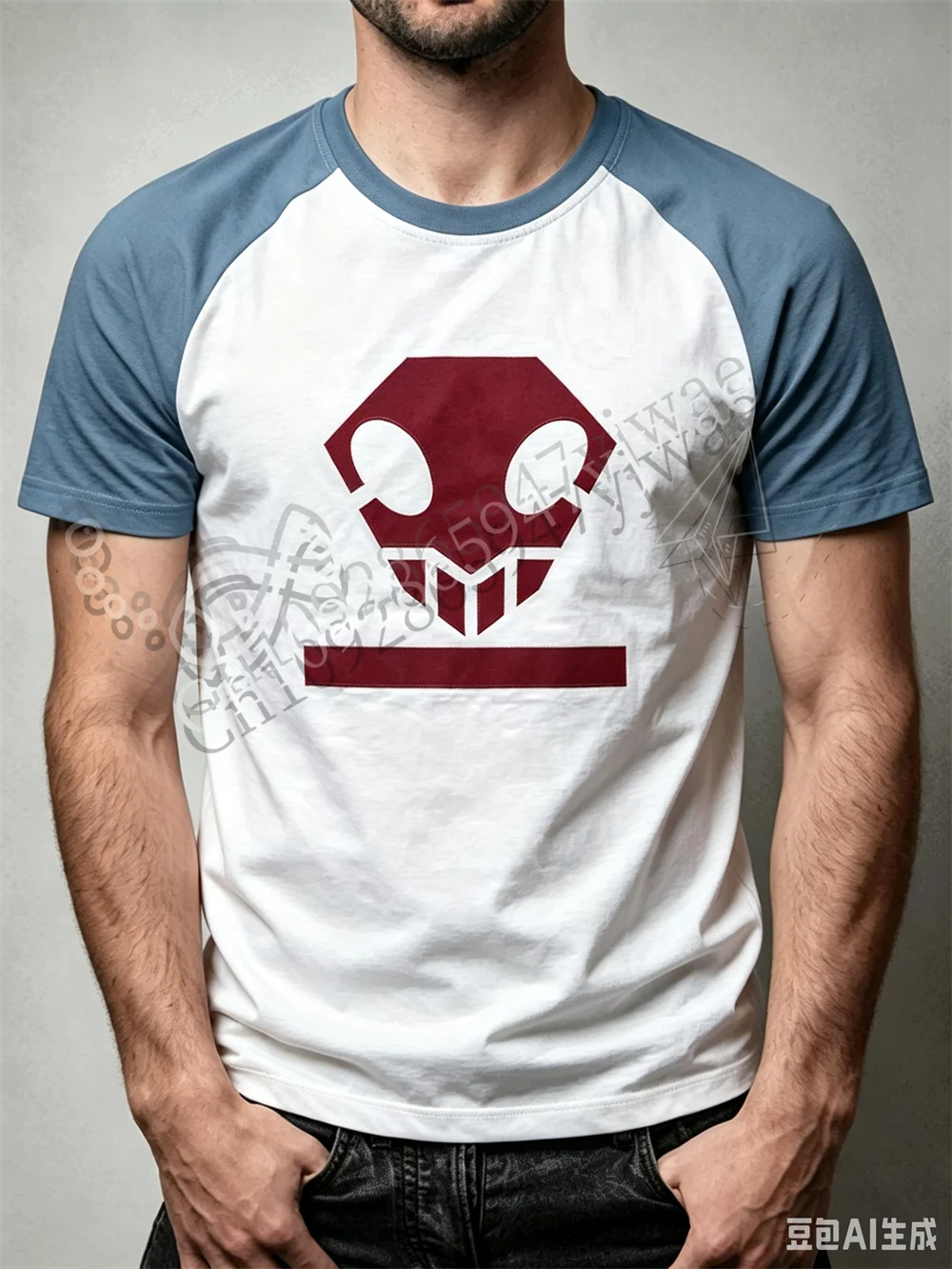 Anime-inspiriertes Ichigo Kurosaki Raglan-T-Shirt für Herren, Vintage-Grafik-T-Shirt, farblich abgesetzte Kurzarm-Freizeitkleidung, Streetwear-T-Shirt-Oberteil – Detail 4