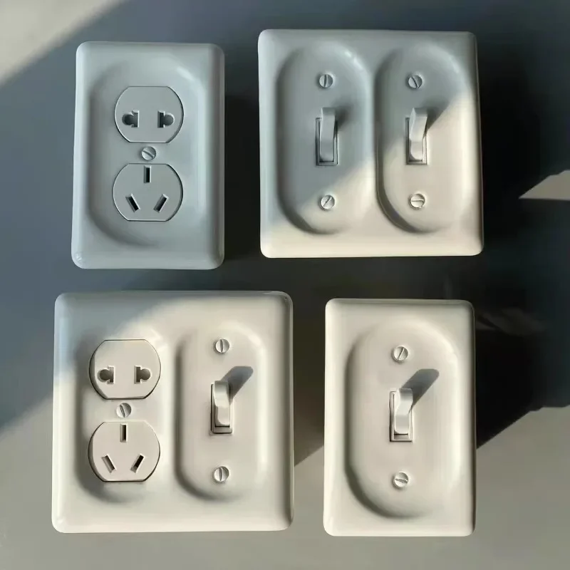 American Retro Ceramic White Switch Socket 120 Type Double Opening Lever Single Control Dual Control