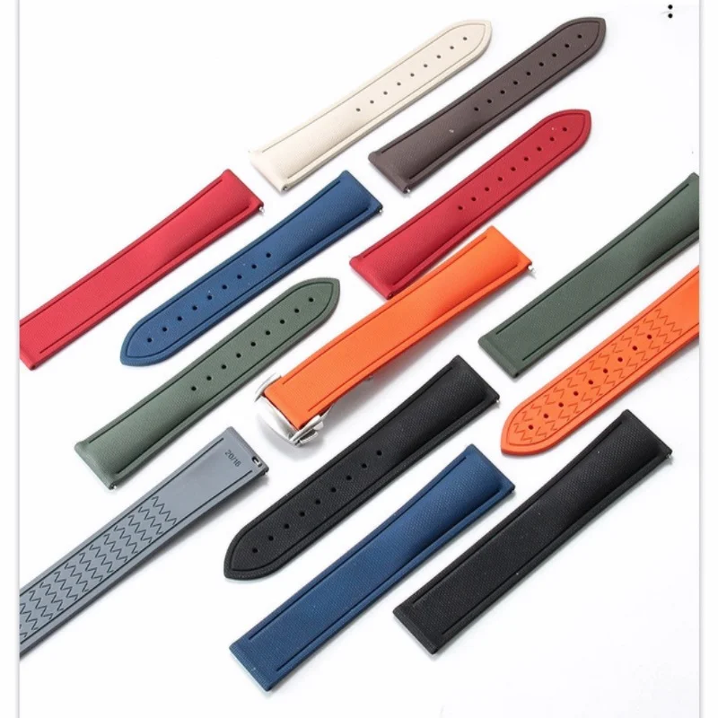 High Quality FKM Rubber Watch Strap Speedmaster / De Ville / Seamaster Watchband 20mm 21mm 22mm Watchband for Omega Men's Band