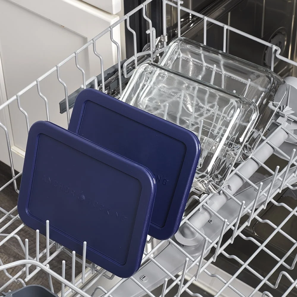 مجموعة حاويات تخزين الطعام الزجاجية مكونة من 2 أغطية مريحة وخالية من مادة BPA ومتعددة الاستخدامات وآمنة للاستخدام في الميكروويف و3 أكواب برطمانات مستطيلة