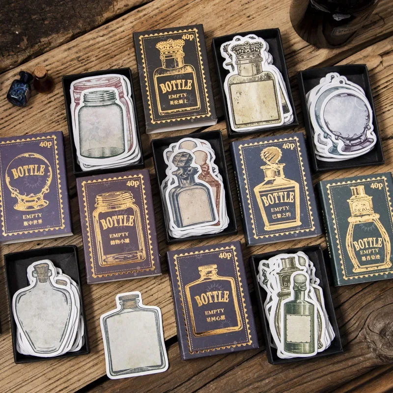 40Pcs Box Pack Memo Pad Mini Card Decorative Bottle Message Account Material Collage Milky Way wish Writing Paper 75*52MM