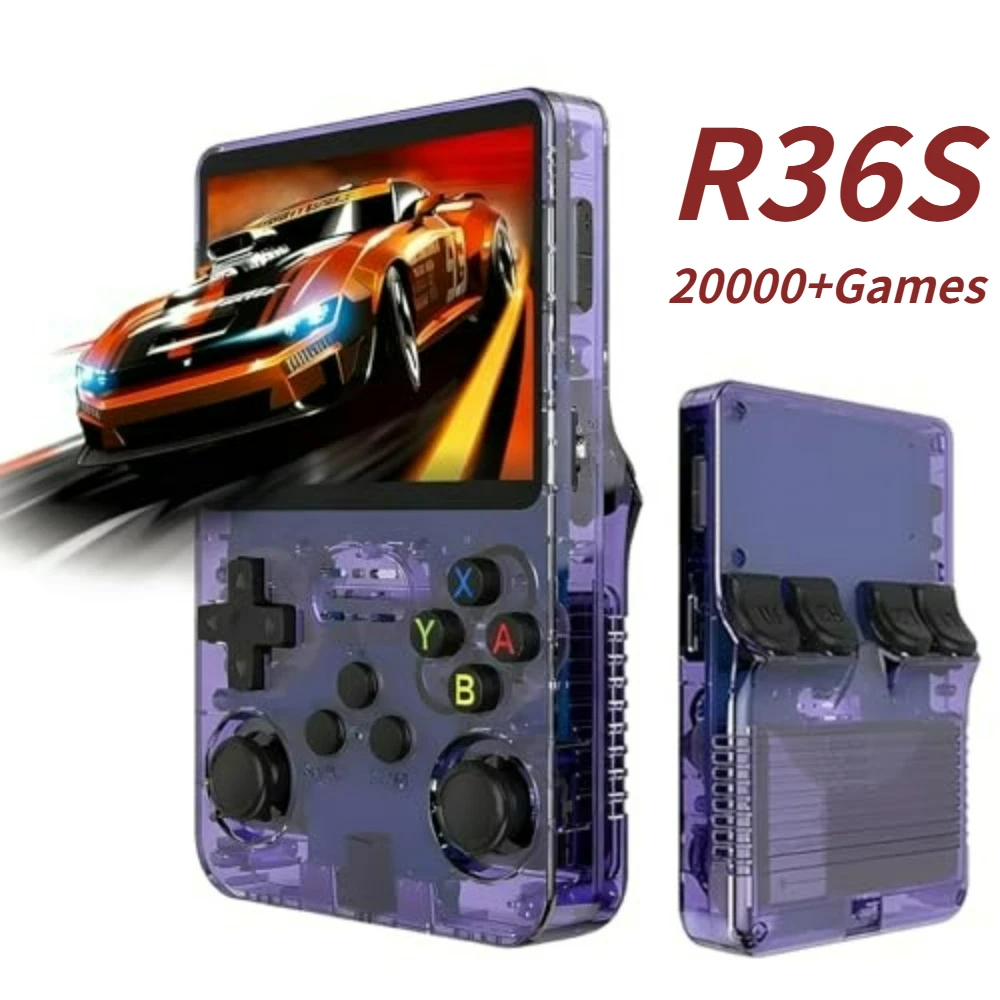 

Игровая консоль R36S в ретро-стиле с 3,5-дюймовым IPS-экраном, системой Linux, портативная карманная консоль для ретро-игр, 64 ГБ, более 20000 классических игр